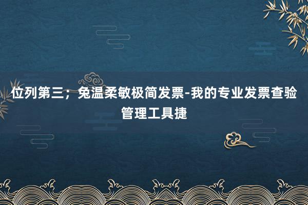 位列第三；兔温柔敏极简发票-我的专业发票查验管理工具捷