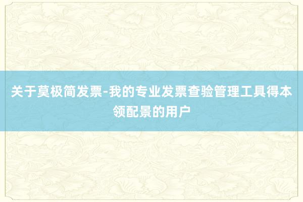 关于莫极简发票-我的专业发票查验管理工具得本领配景的用户